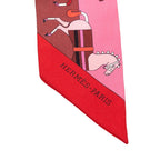 Hermes Twilly Rocabar Cover Scarf Pink Red Silk — view 3