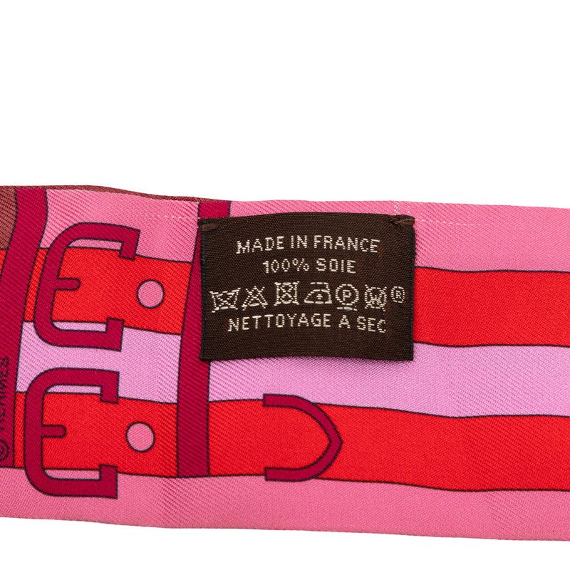 Hermes Twilly Rocabar Cover Scarf Pink Red Silk — view 5
