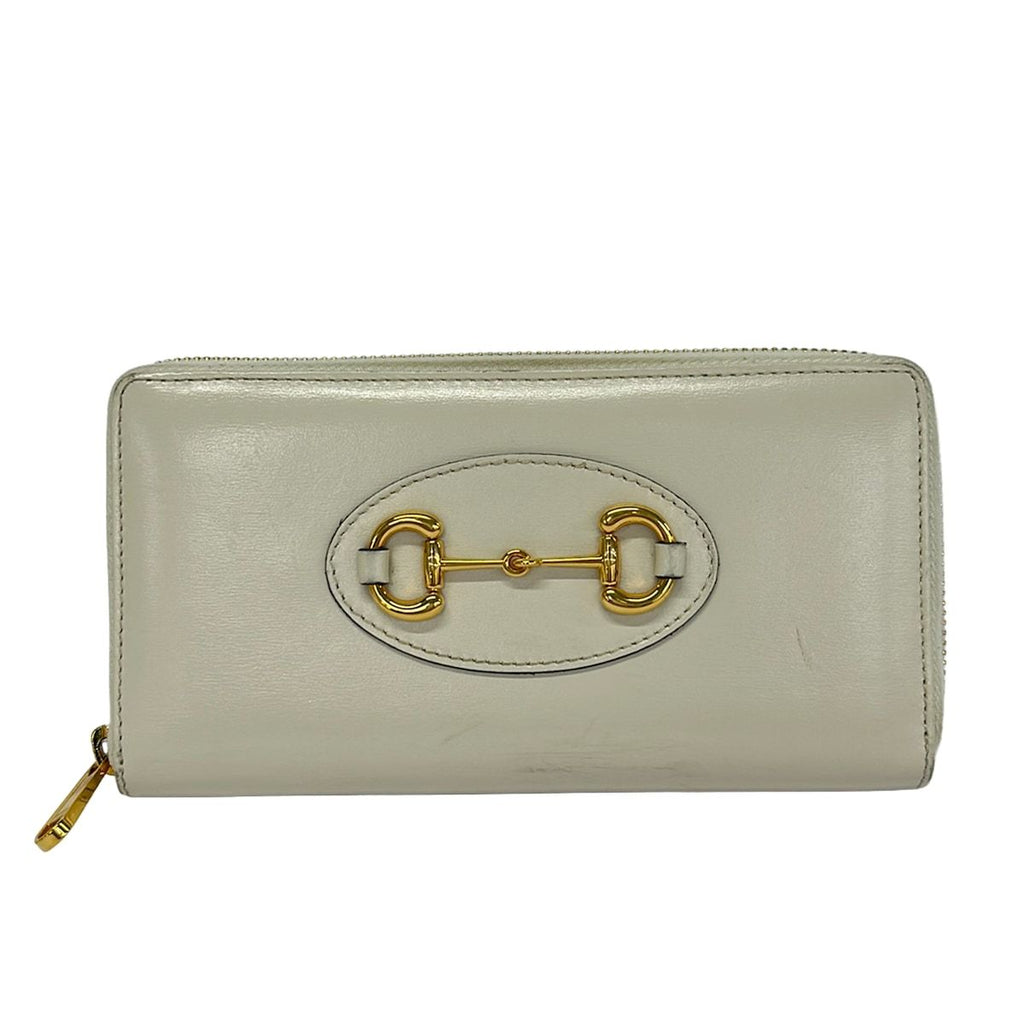 Gucci Wallet Horsebit Ivory Zip Around Leather