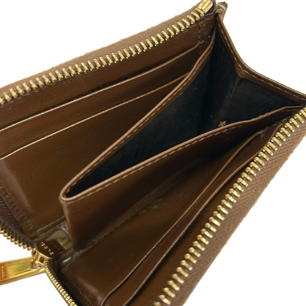 Gucci Coin Case Horsebit Dark Brown White Dark Gray L-shaped Zipper Leather — view 3