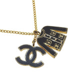 Chanel Jacket Motif CC Logo Gold Plated Black Necklace