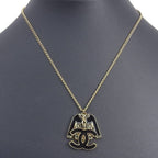Chanel Jacket Motif CC Logo Gold Plated Black Necklace — view 2