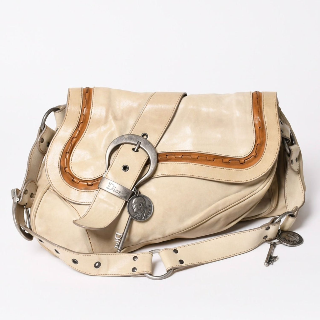 Dior Gaucho Saddle Bag Galliano Era Leather Beige