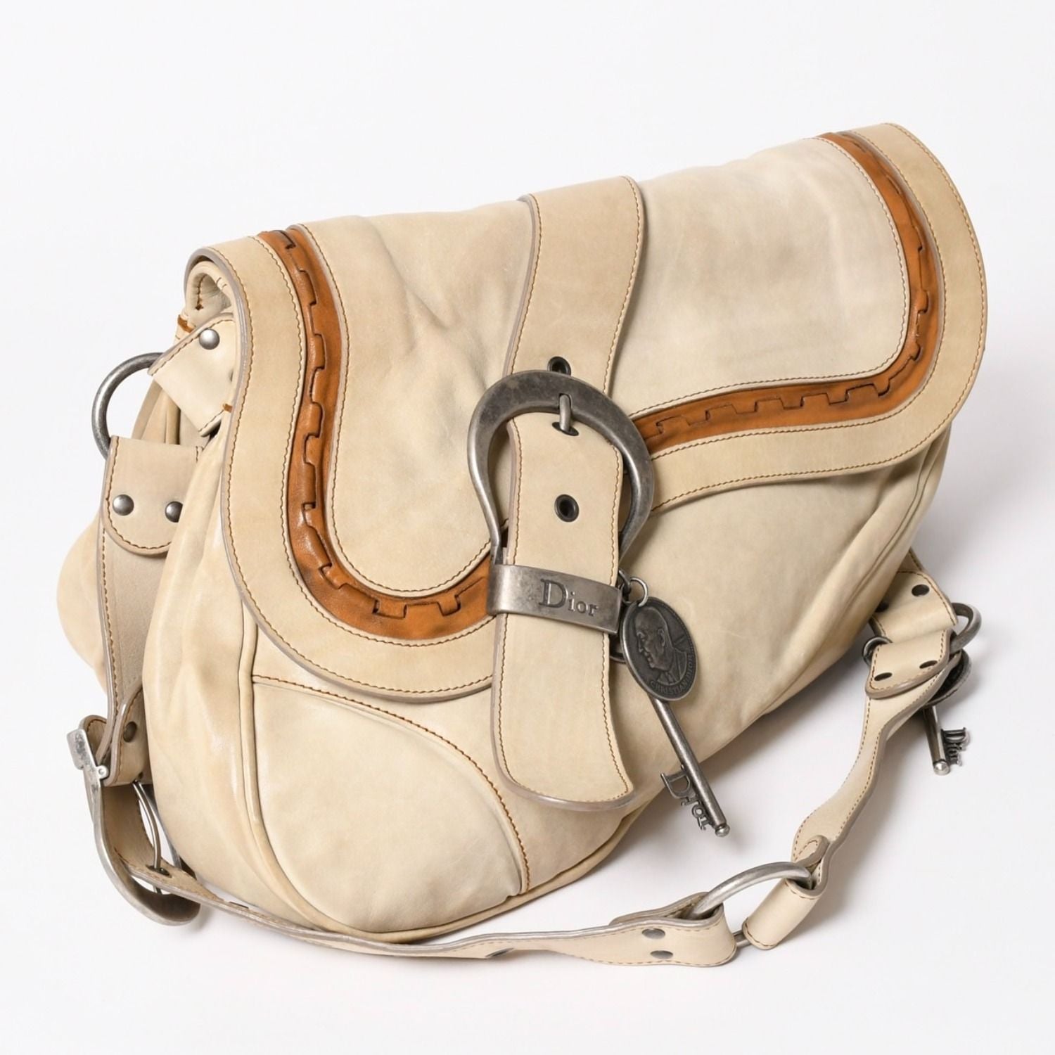 Dior Gaucho Saddle Bag Galliano Era Leather Beige — view 3