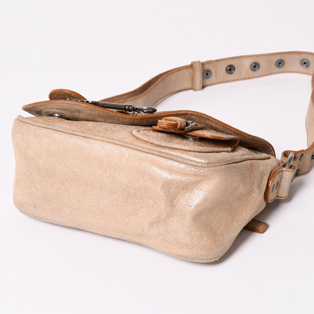 Dior Gaucho Shoulder Bag Galliano Era Beige Metallic Leather — view 7