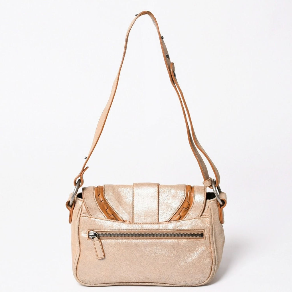 Dior Gaucho Shoulder Bag Galliano Era Beige Metallic Leather — view 2