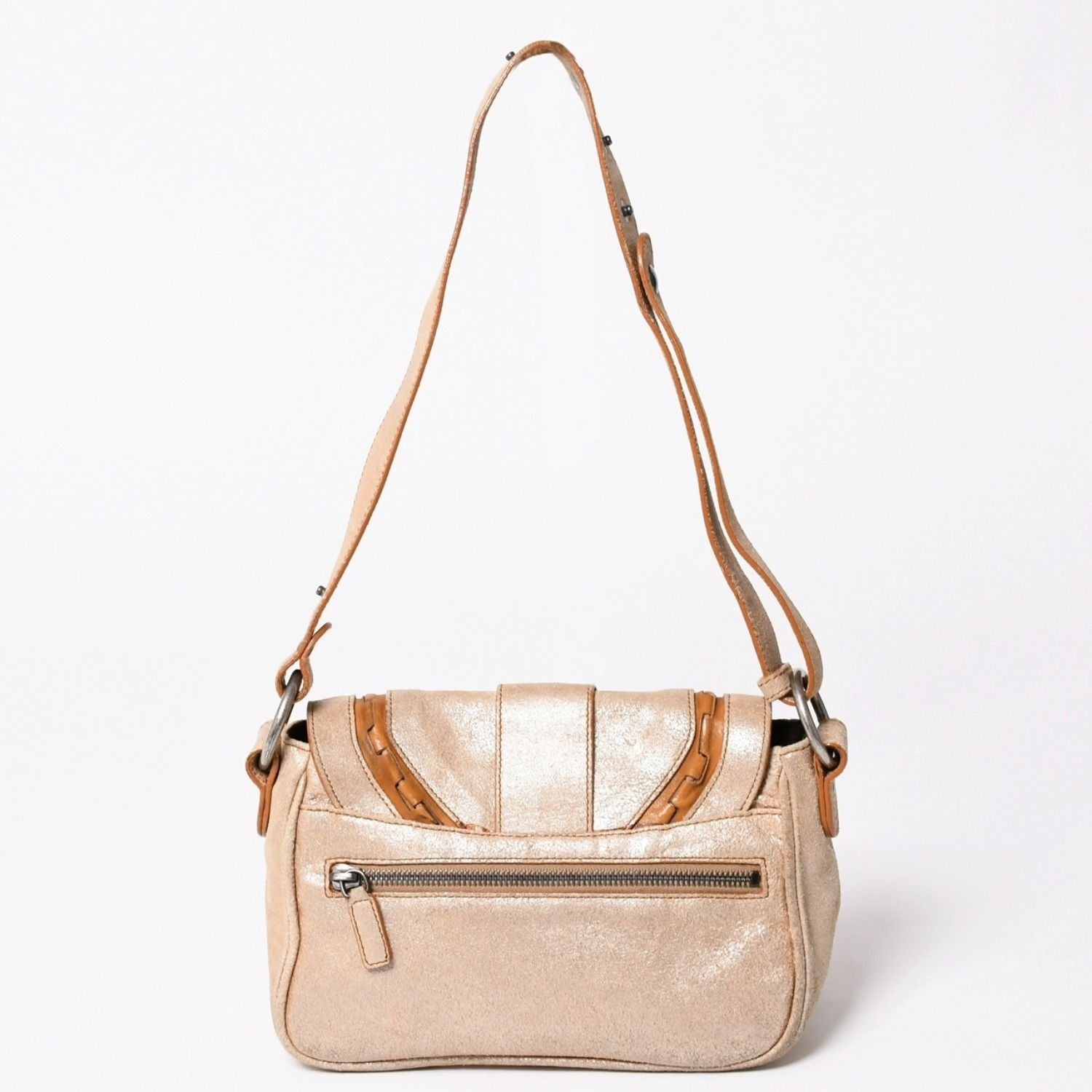 Dior Gaucho Shoulder Bag Galliano Era Beige Metallic Leather — view 2