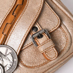 Dior Gaucho Shoulder Bag Galliano Era Beige Metallic Leather — view 6