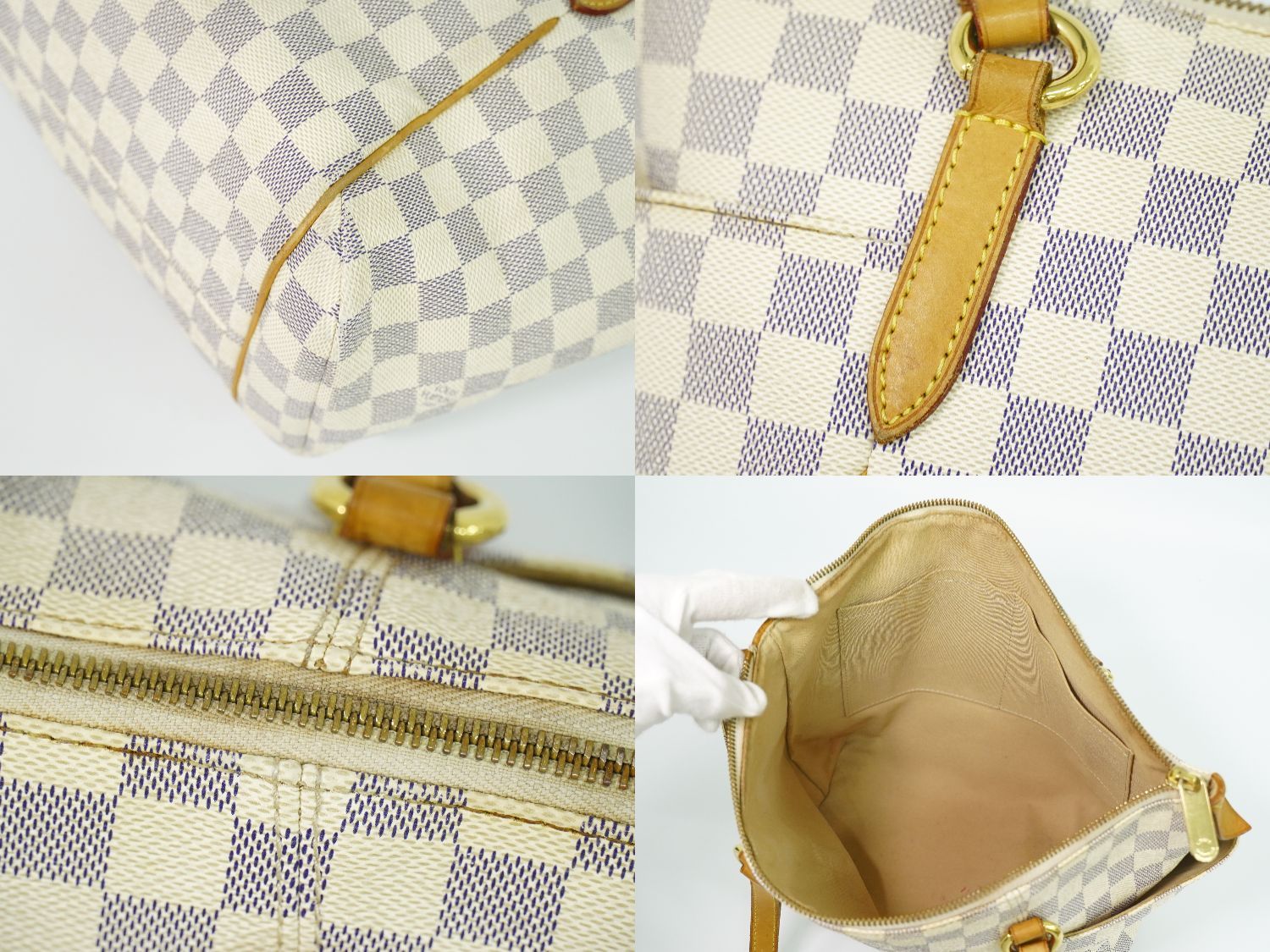 Louis Vuitton LV Totally PM Damier Azur Shoulder Bag Tote White Gray Second — view 7