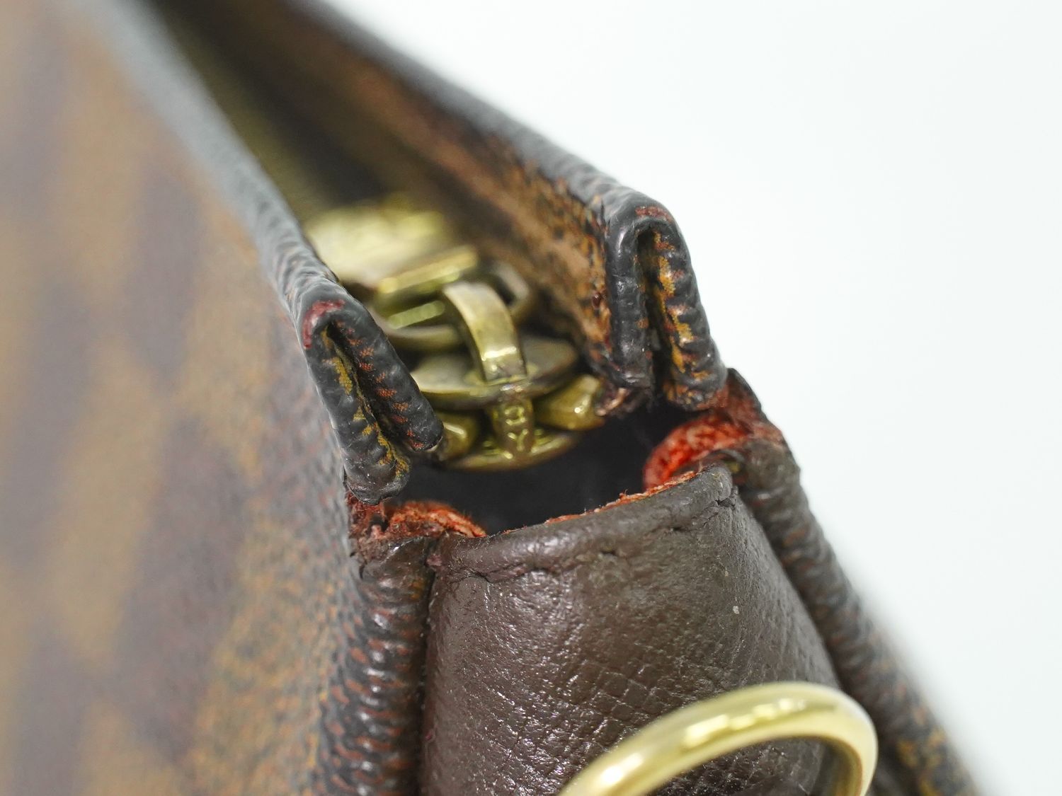 Louis Vuitton LV Trousse Damier Ebene Pouch Handbag Brown Second — view 7