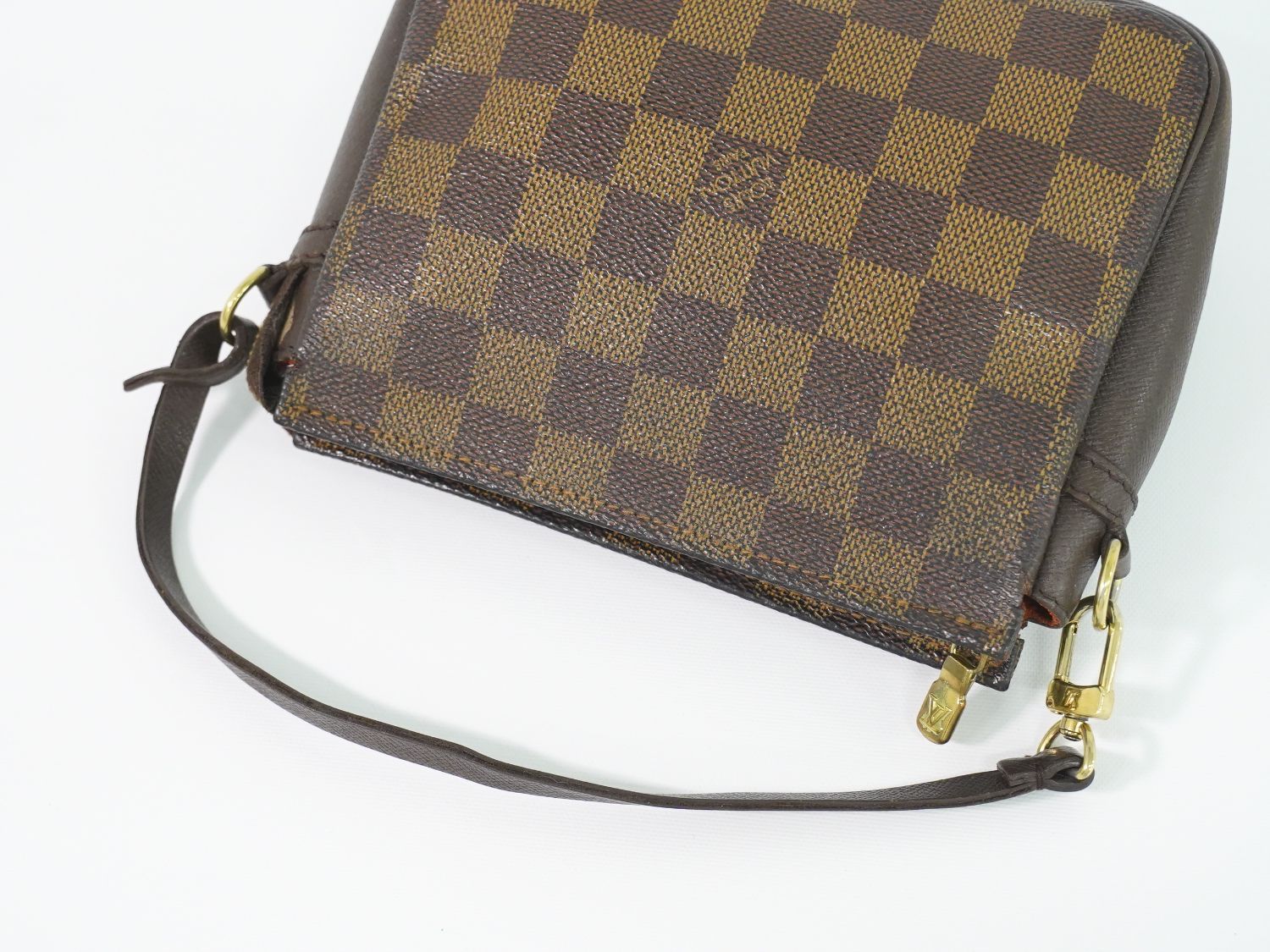 Louis Vuitton LV Trousse Damier Ebene Pouch Handbag Brown Second — view 4