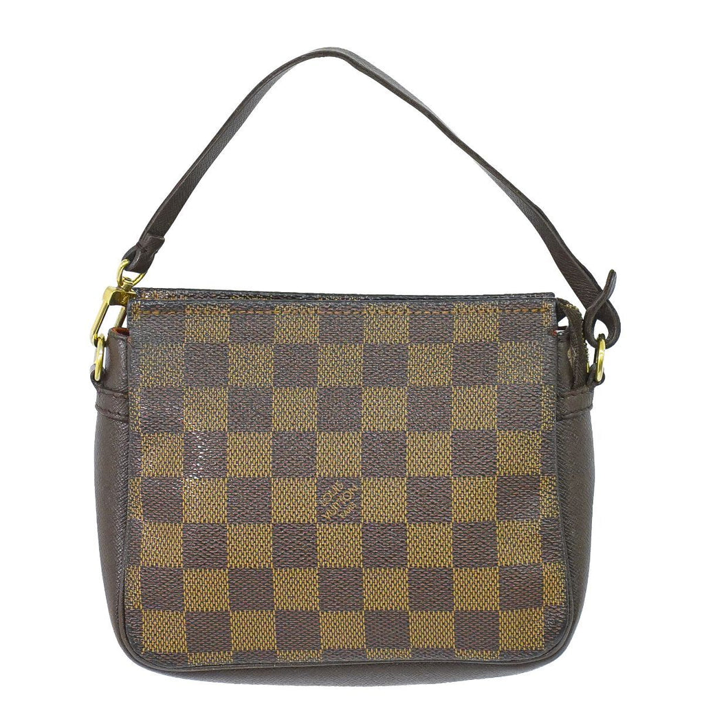 Louis Vuitton LV Trousse Damier Ebene Pouch Handbag Brown Second