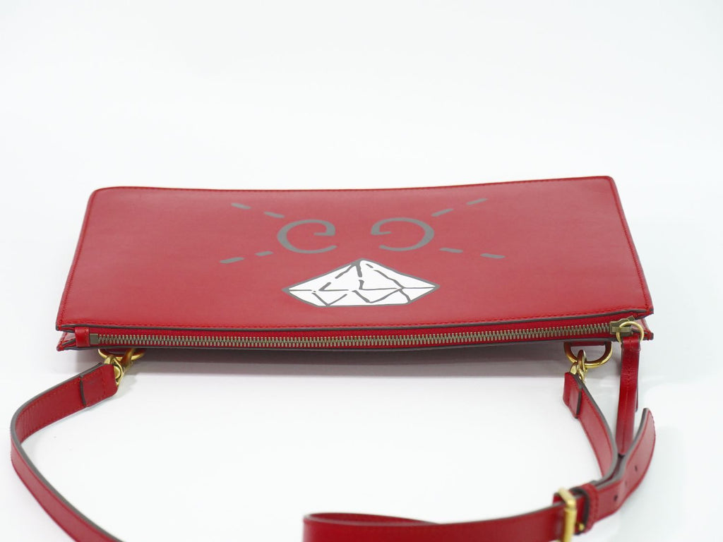Gucci strike 2-Way Shoulder Bag Pochette Clutch Leather Red Ghost Second — view 5