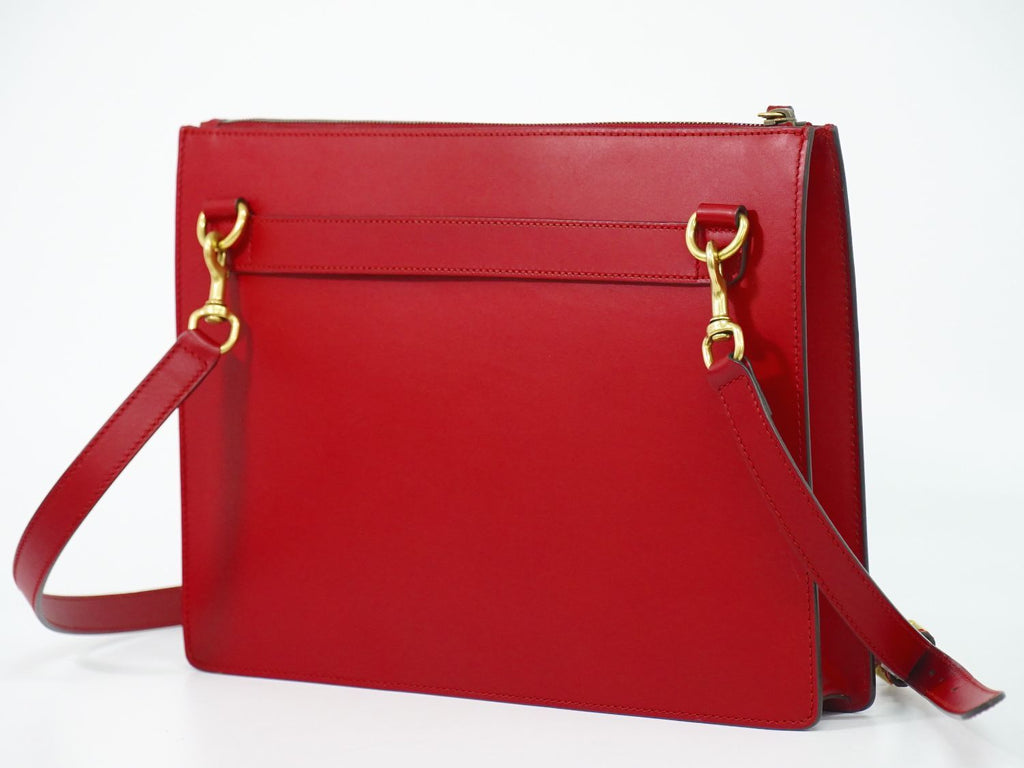 Gucci strike 2-Way Shoulder Bag Pochette Clutch Leather Red Ghost Second — view 2
