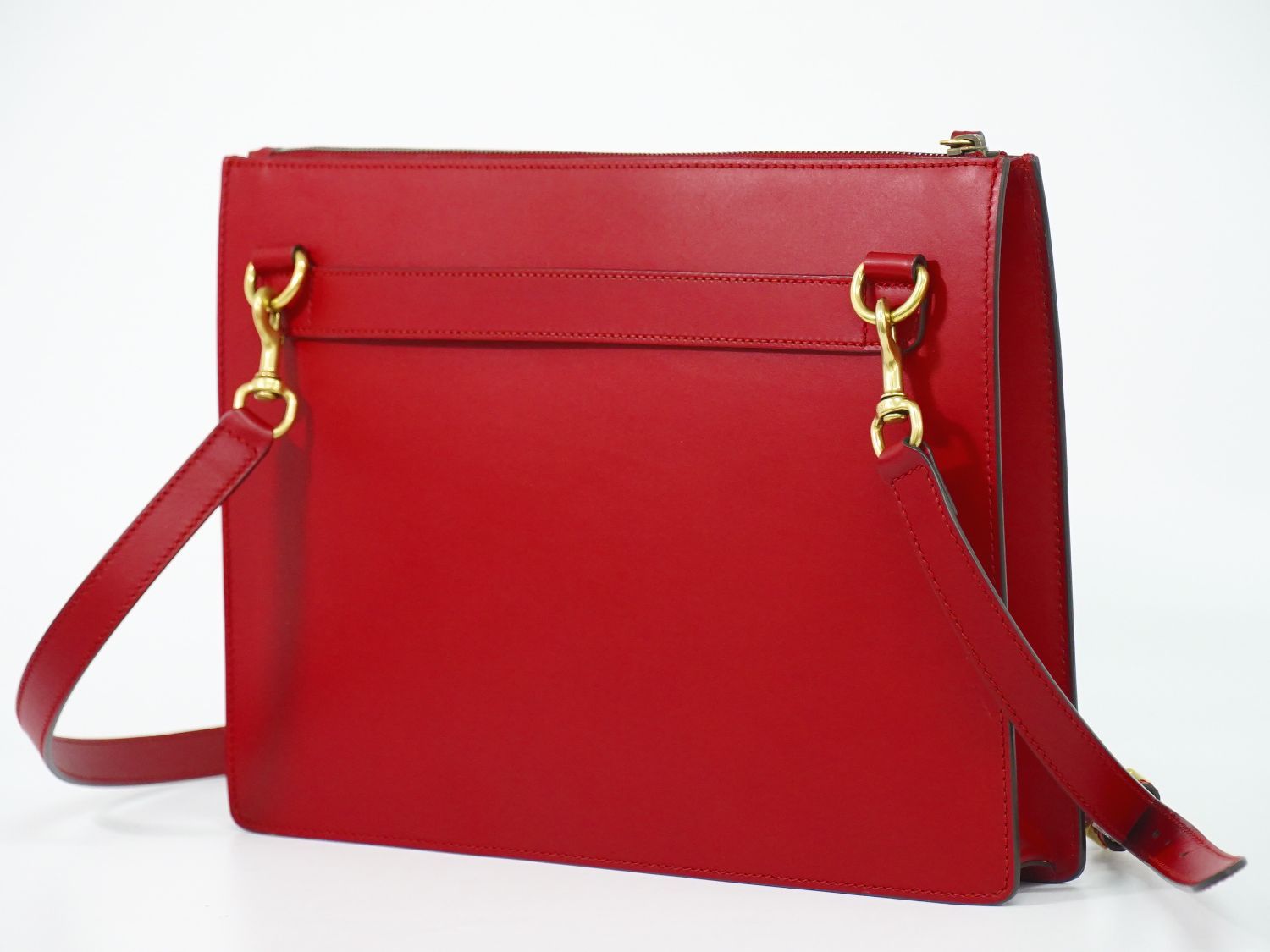 Gucci strike 2-Way Shoulder Bag Pochette Clutch Leather Red Ghost Second — view 2