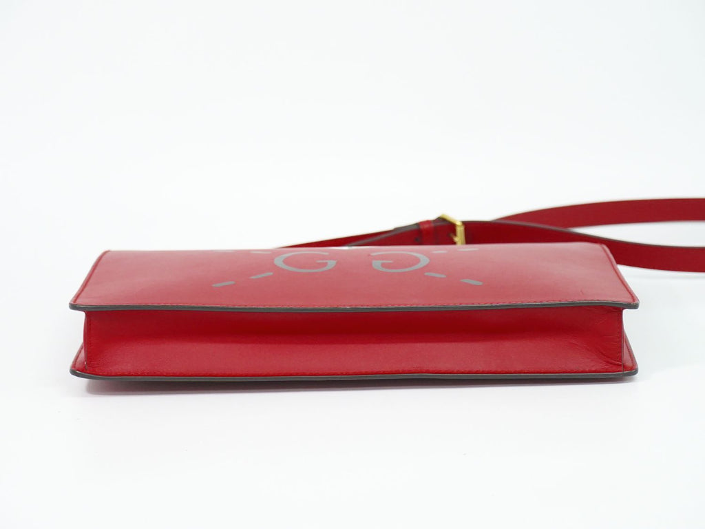 Gucci strike 2-Way Shoulder Bag Pochette Clutch Leather Red Ghost Second — view 3