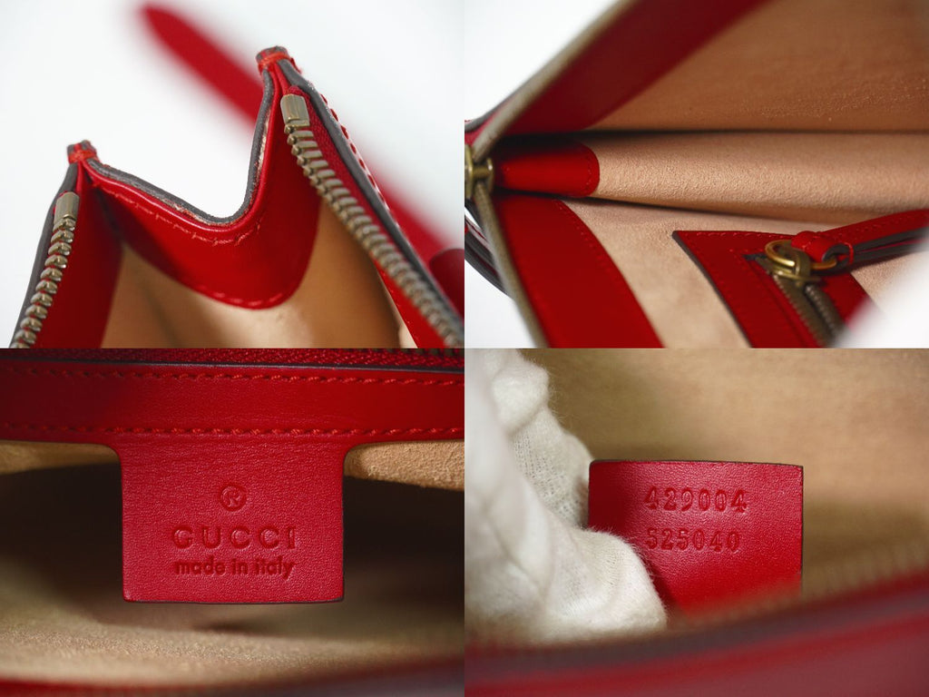 Gucci strike 2-Way Shoulder Bag Pochette Clutch Leather Red Ghost Second — view 9