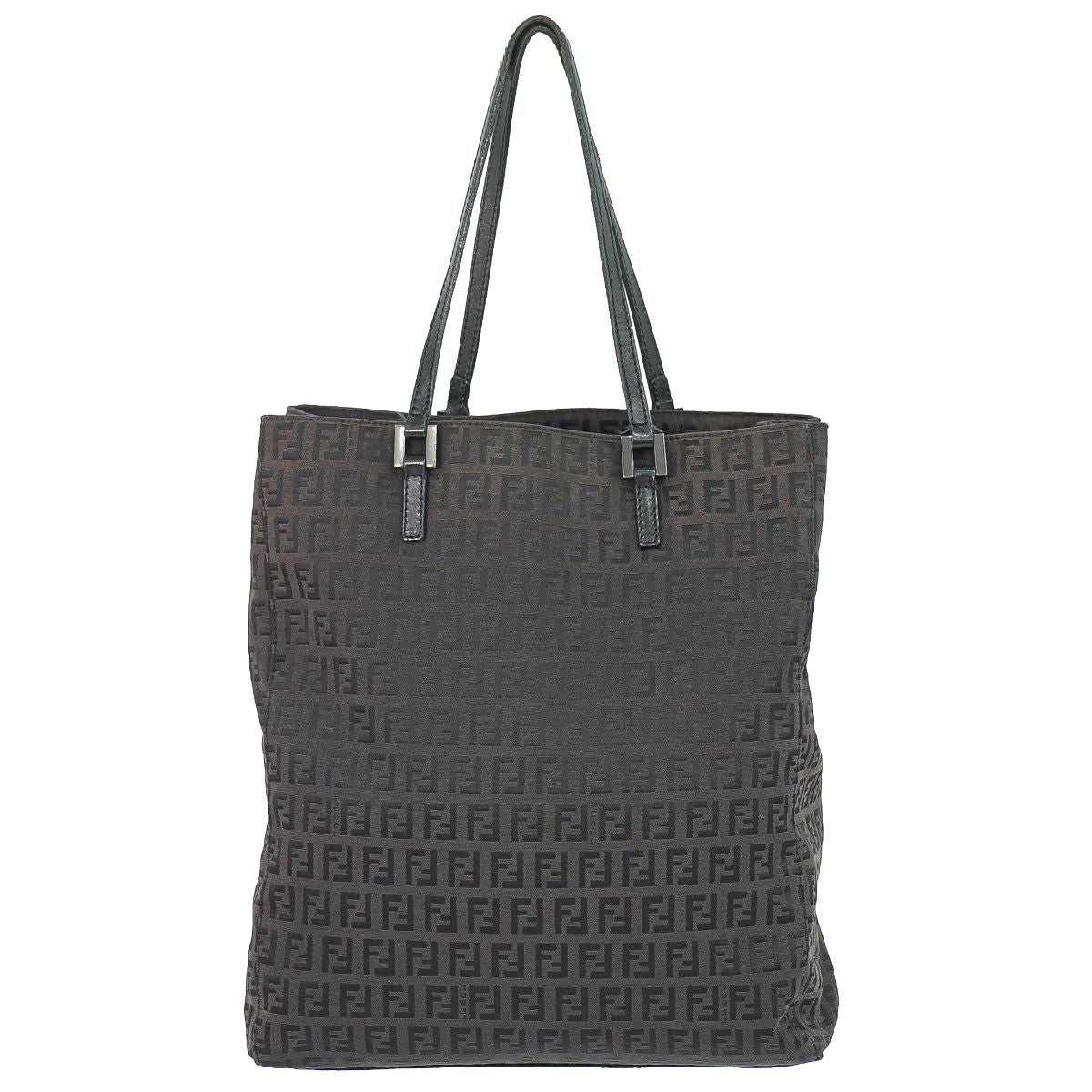 Fendi Zucchi Shoulder Bag Tote Canvas Black Zucchino Second