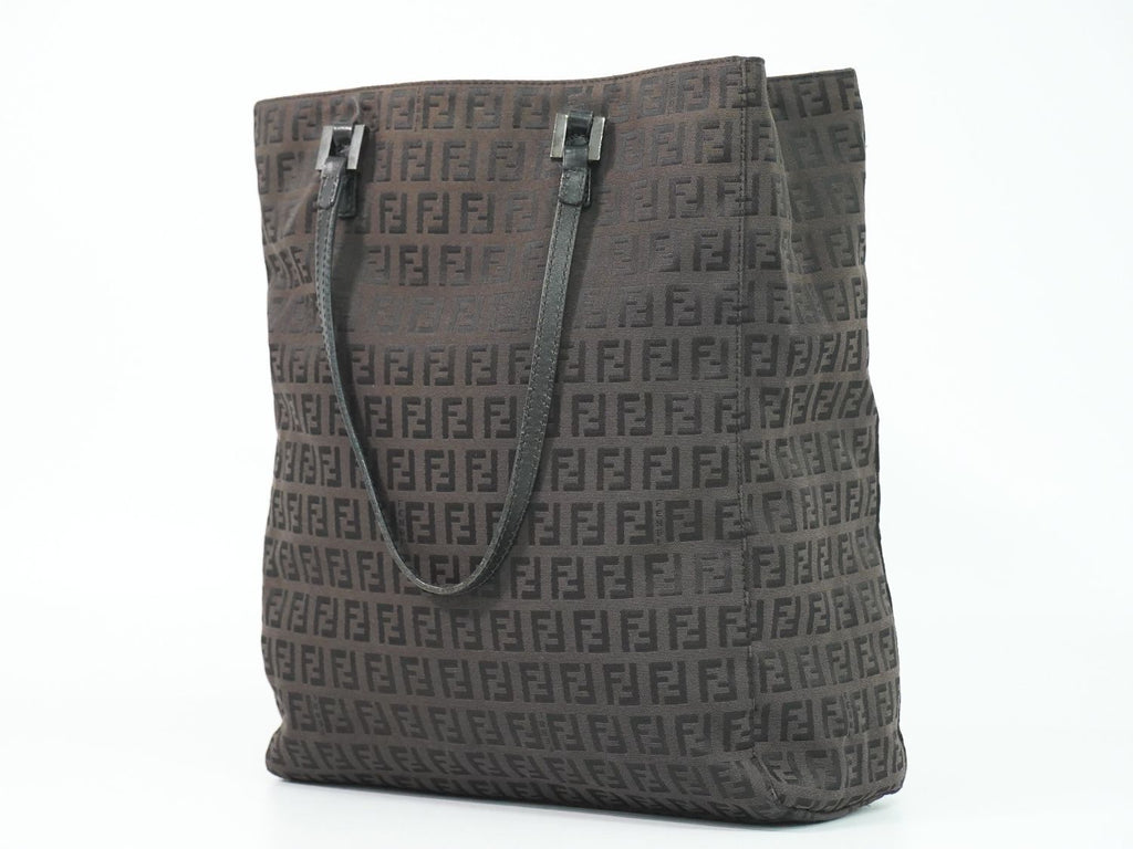 Fendi Zucchi Shoulder Bag Tote Canvas Black Zucchino Second — view 2