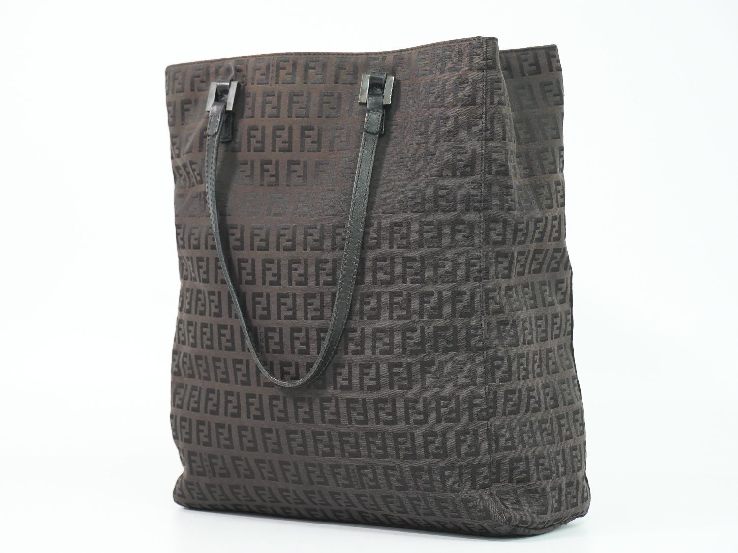 Fendi Zucchi Shoulder Bag Tote Canvas Black Zucchino Second — view 2