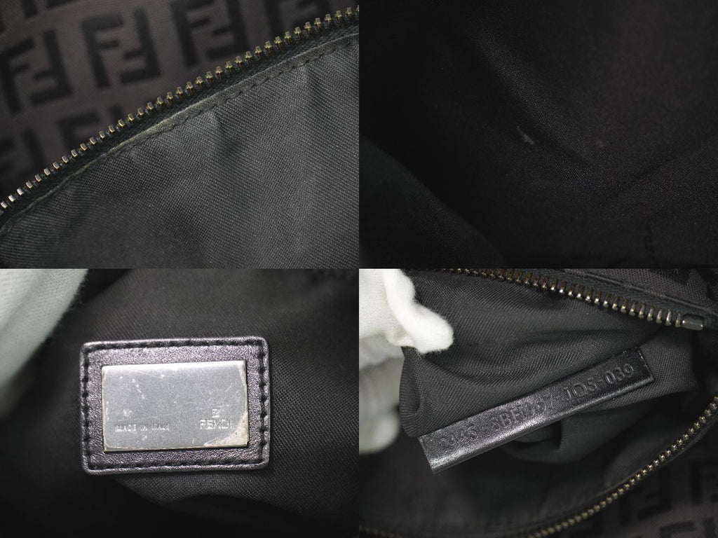Fendi Zucchi Shoulder Bag Tote Canvas Black Zucchino Second — view 9