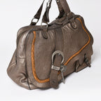 Dior Gaucho Saddle Handbag Galliano Era Leather Western Style Metallic Brown — view 3