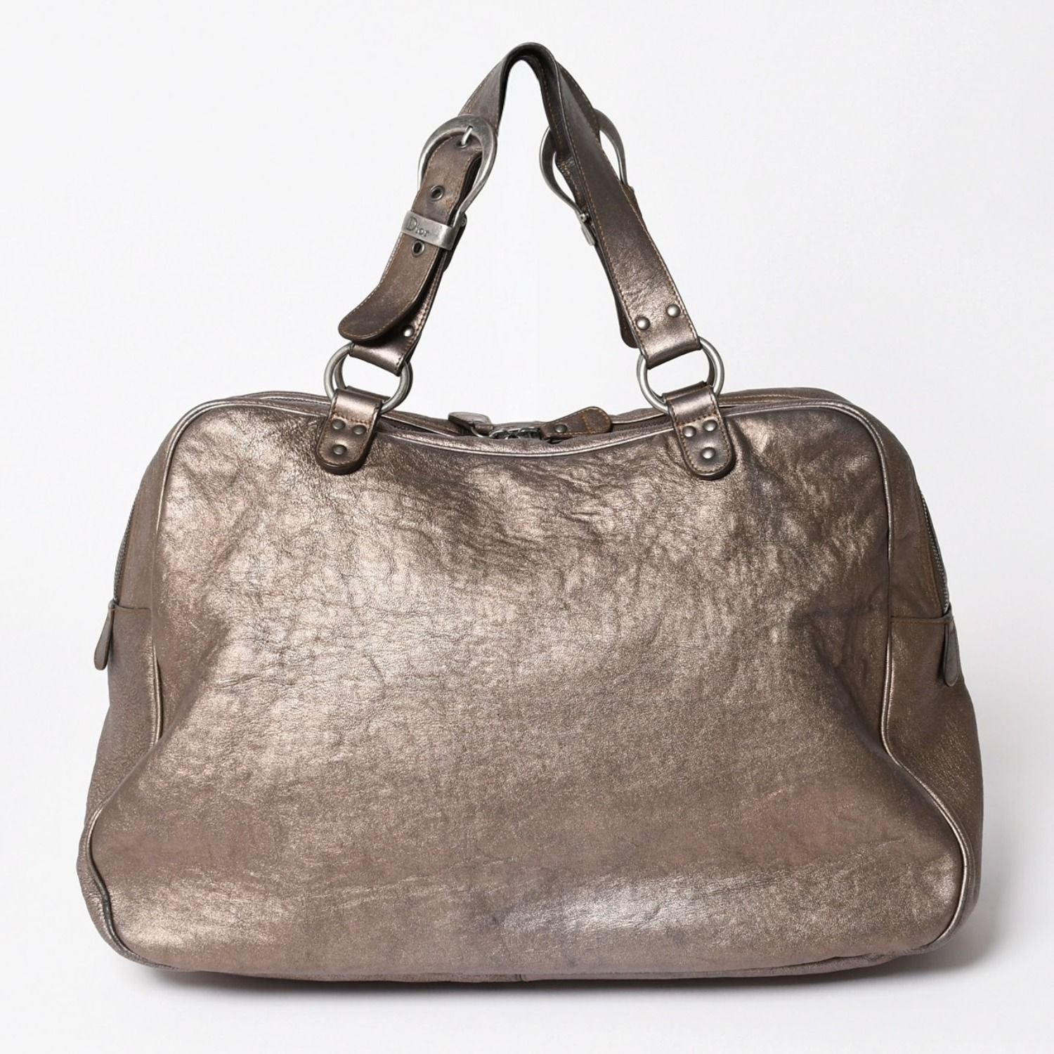 Dior Gaucho Saddle Handbag Galliano Era Leather Western Style Metallic Brown — view 2