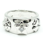 Chanel 18k White Gold Pickpocket Diamond Ring Camellia Star