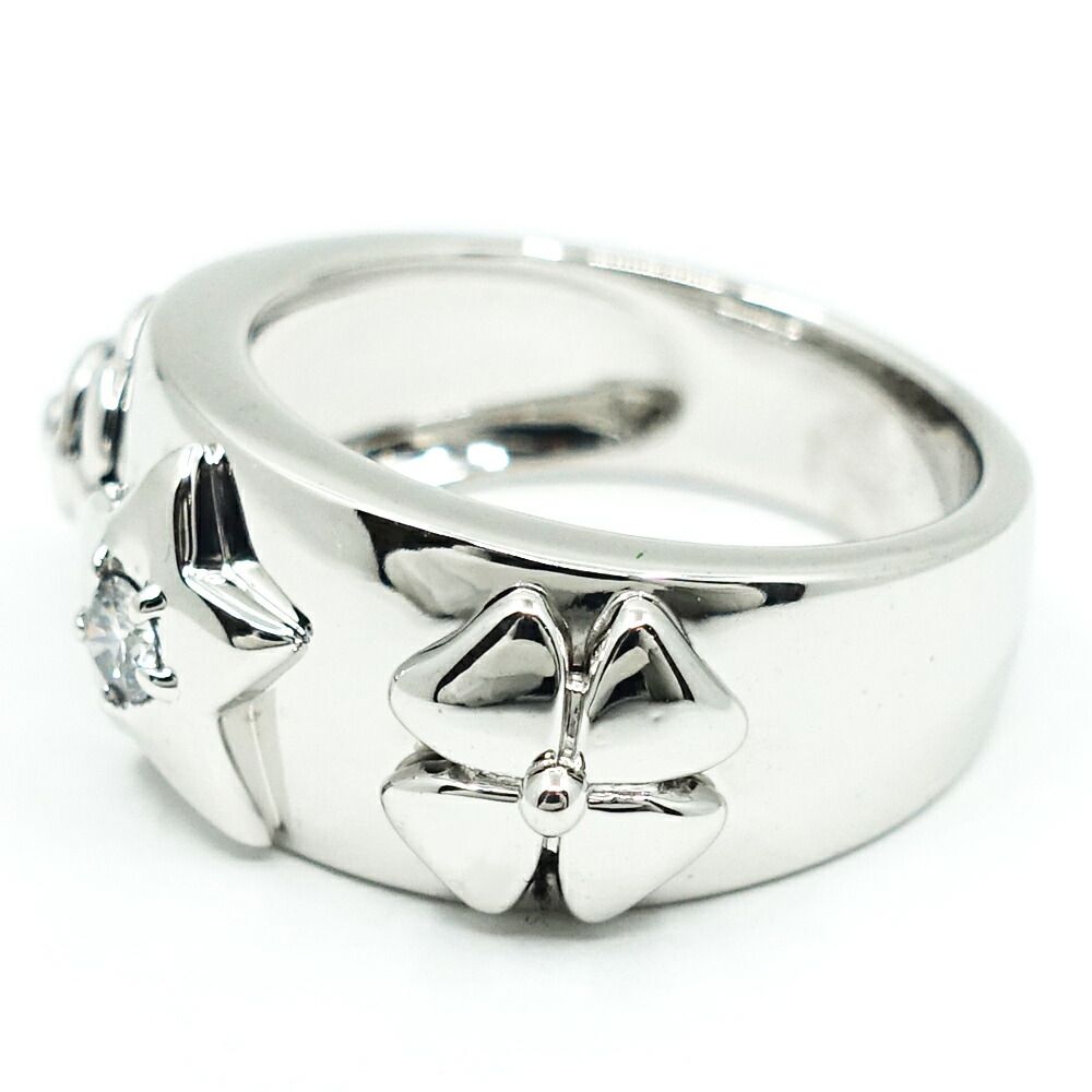 Chanel 18k White Gold Pickpocket Diamond Ring Camellia Star — view 6
