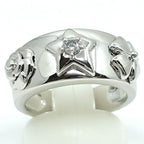 Chanel 18k White Gold Pickpocket Diamond Ring Camellia Star — view 2