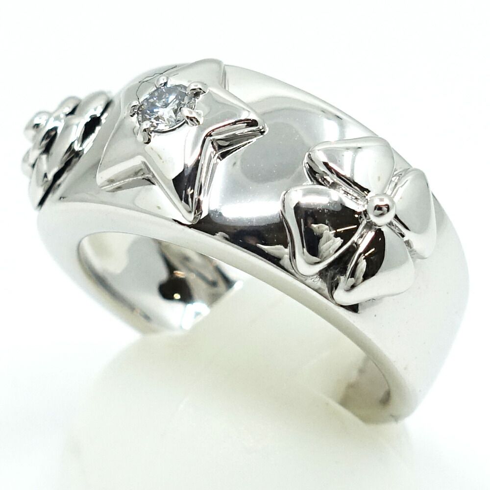 Chanel 18k White Gold Pickpocket Diamond Ring Camellia Star — view 4
