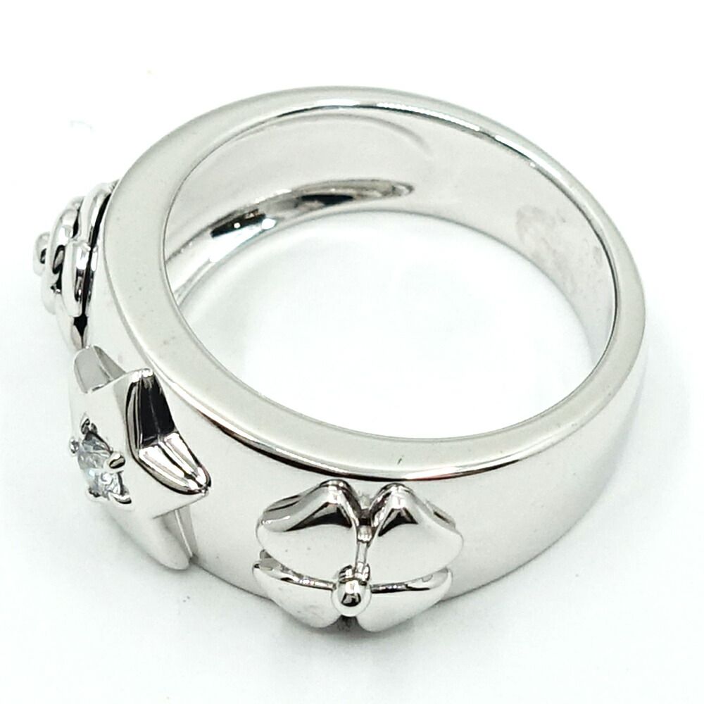 Chanel 18k White Gold Pickpocket Diamond Ring Camellia Star — view 8