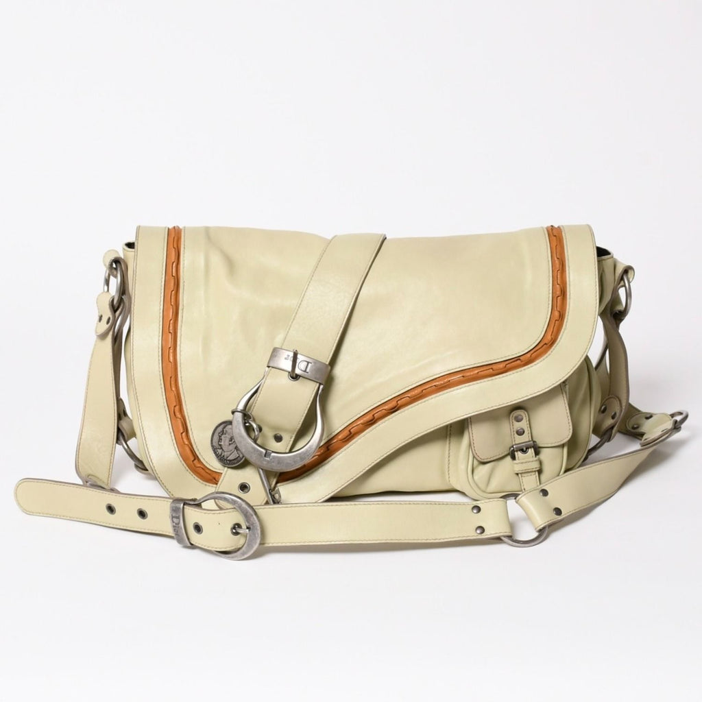 Dior Gaucho Saddle Shoulder Bag Galliano Era Leather Beige