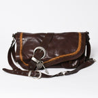 Dior Gaucho Saddle Shoulder Bag Galliano Era Leather Western Style Dark Brown