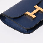 Hermes Constance Slim Bifold Wallet Veau Epsom Navy Pouch Gold — view 6
