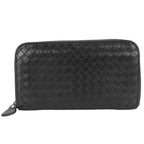Bottega Veneta Wallet Intrecciato Leather Black Braided