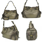 Prada Shoulder Bag Leather Blanc Gold Brown Daily