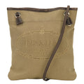 Prada Shoulder Bag Canvas Leather Beige Brown Silver Crossbody Logo Jacquard