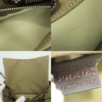Prada Shoulder Bag Canvas Leather Beige Brown Silver Crossbody Logo Jacquard — view 7