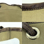 Prada Shoulder Bag Canvas Leather Beige Brown Silver Crossbody Logo Jacquard — view 4