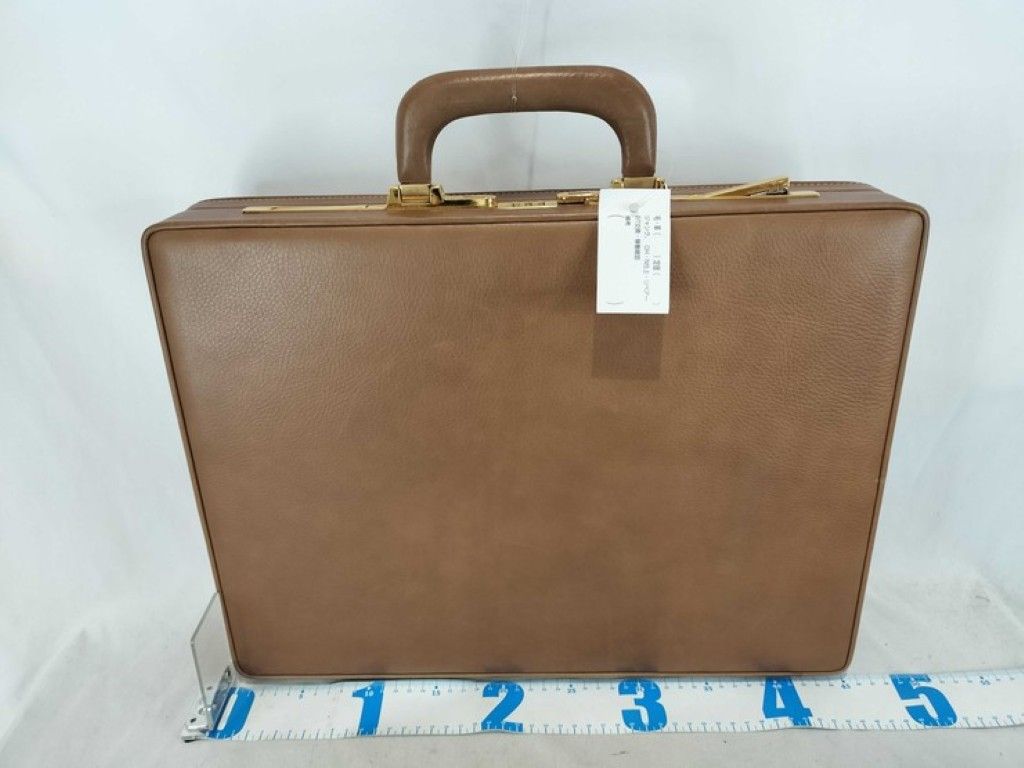 Loewe Attache Case Brown Leather Handbag Business Bag Gold — view 3