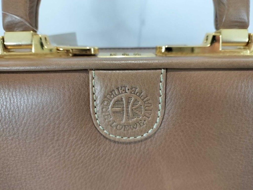 Loewe Attache Case Brown Leather Handbag Business Bag Gold — view 2