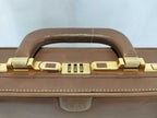 Loewe Attache Case Brown Leather Handbag Business Bag Gold — view 7