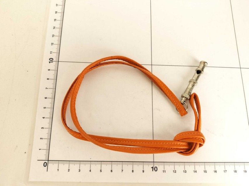 Hermes Necklace Chiffre Whistle Silver Orange Metal Leather — view 8