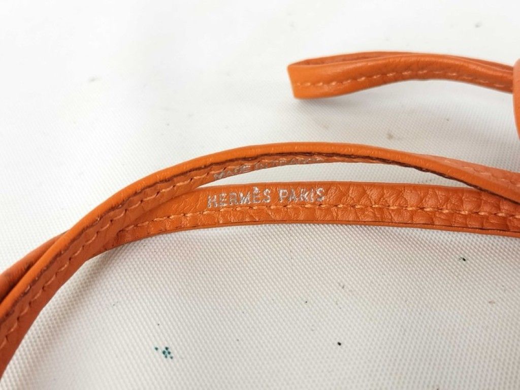 Hermes Necklace Chiffre Whistle Silver Orange Metal Leather — view 6