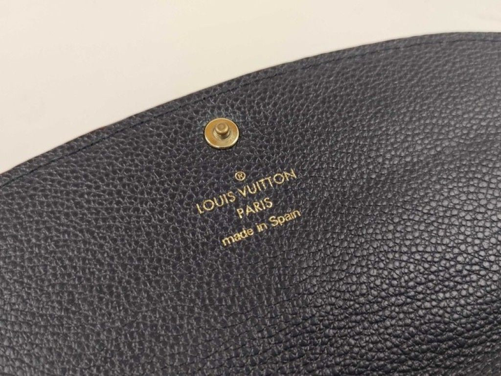 Louis Vuitton Wallet Portefeuille Emily Marine Monogram Empreinte Bifold Gold — view 9