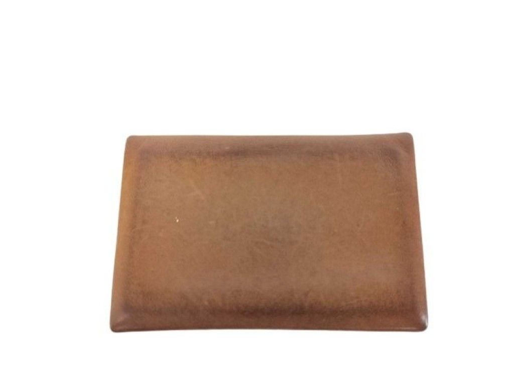 Hermes Card Case Calvi Verso Brown Navy Leather Business Holder Bicolor