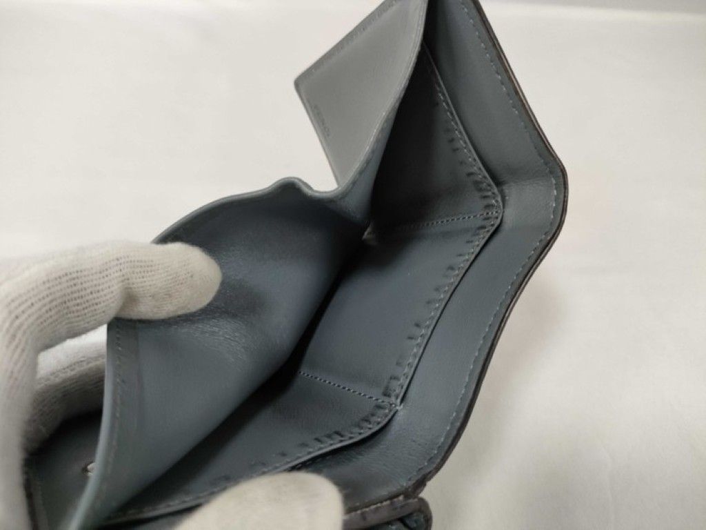 Fendi Trifold Wallet Peekaboo Selleria Micro Gray Leather Turnlock Silver — view 6