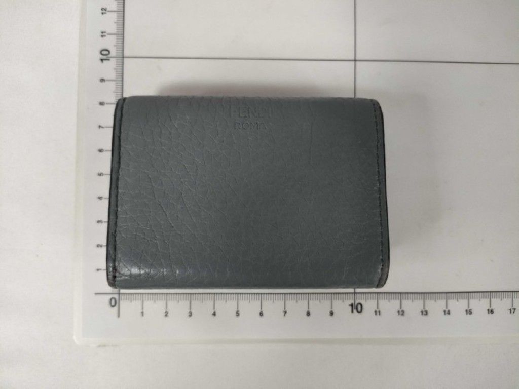 Fendi Trifold Wallet Peekaboo Selleria Micro Gray Leather Turnlock Silver — view 2