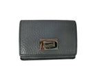 Fendi Trifold Wallet Peekaboo Selleria Micro Gray Leather Turnlock Silver